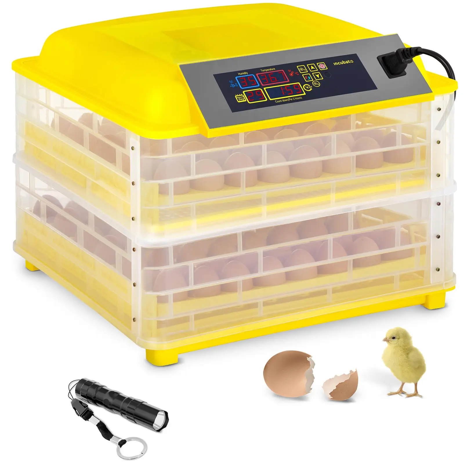 Äggkläckningsmaskin - 112 ägg - Inkl. ägglampa - Helautomatisk