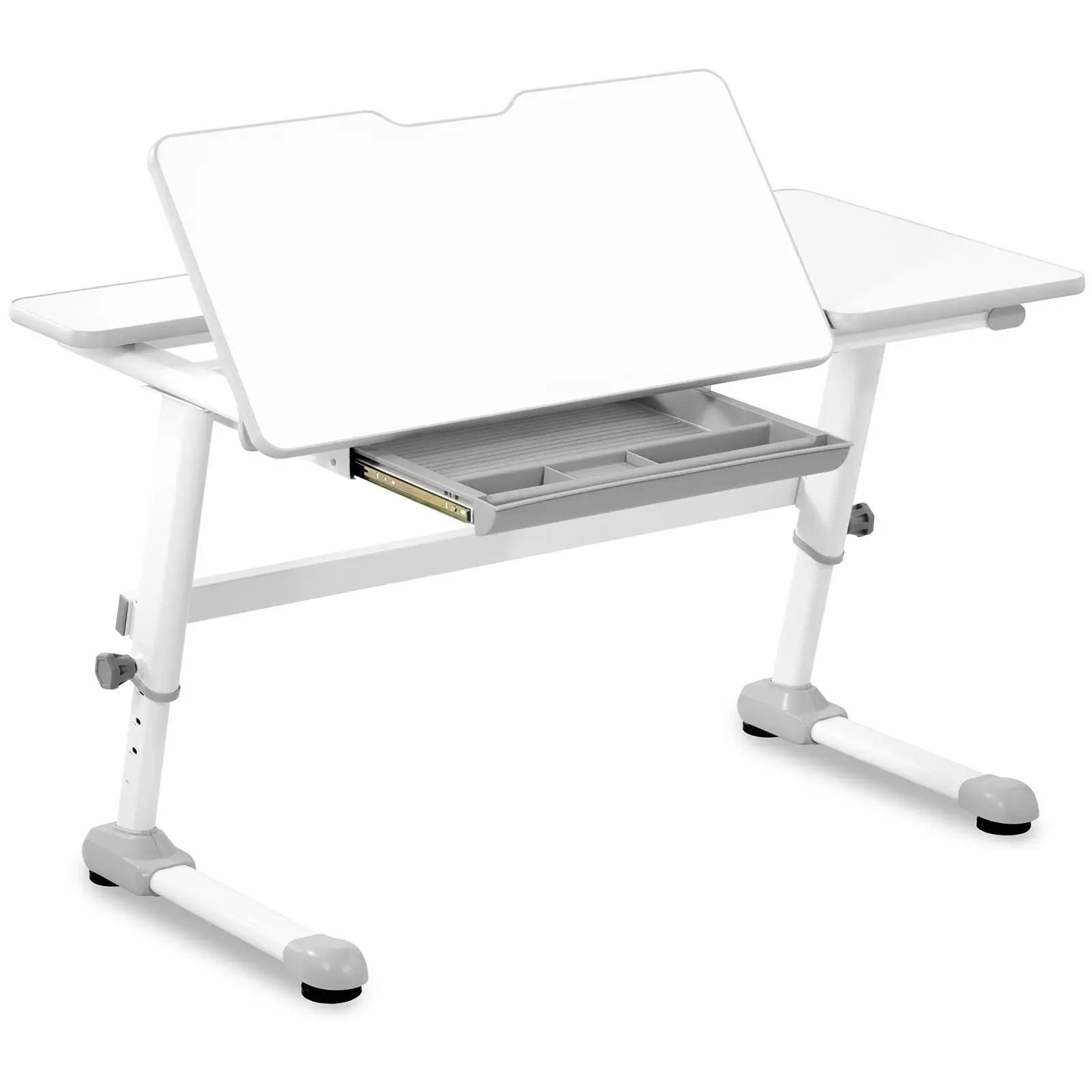 Höj- och sänkbart skrivbord - 120 x 66 cm - 0–50° tiltbar bordsskiva - Höjd: 600–760 mm - Med låda