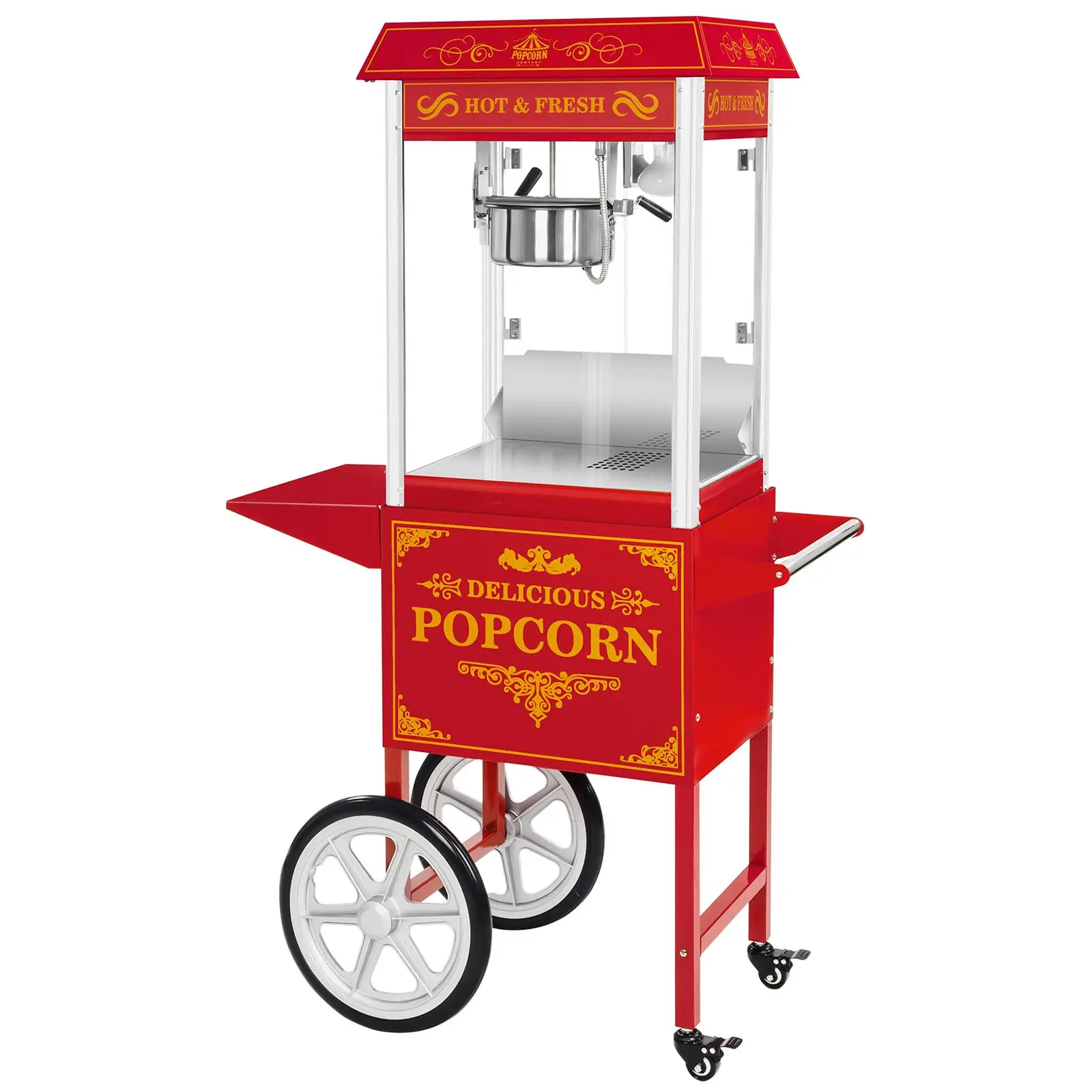Popcornmaskin med vagn - Retrodesign - Röd