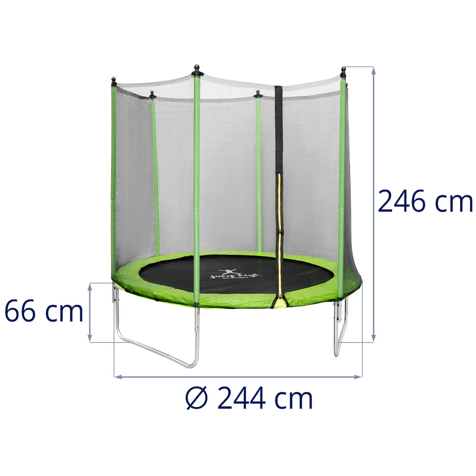 Studsmatta med skyddsnät - Ø 244 x 180 cm - 80 kg - Svart/grön