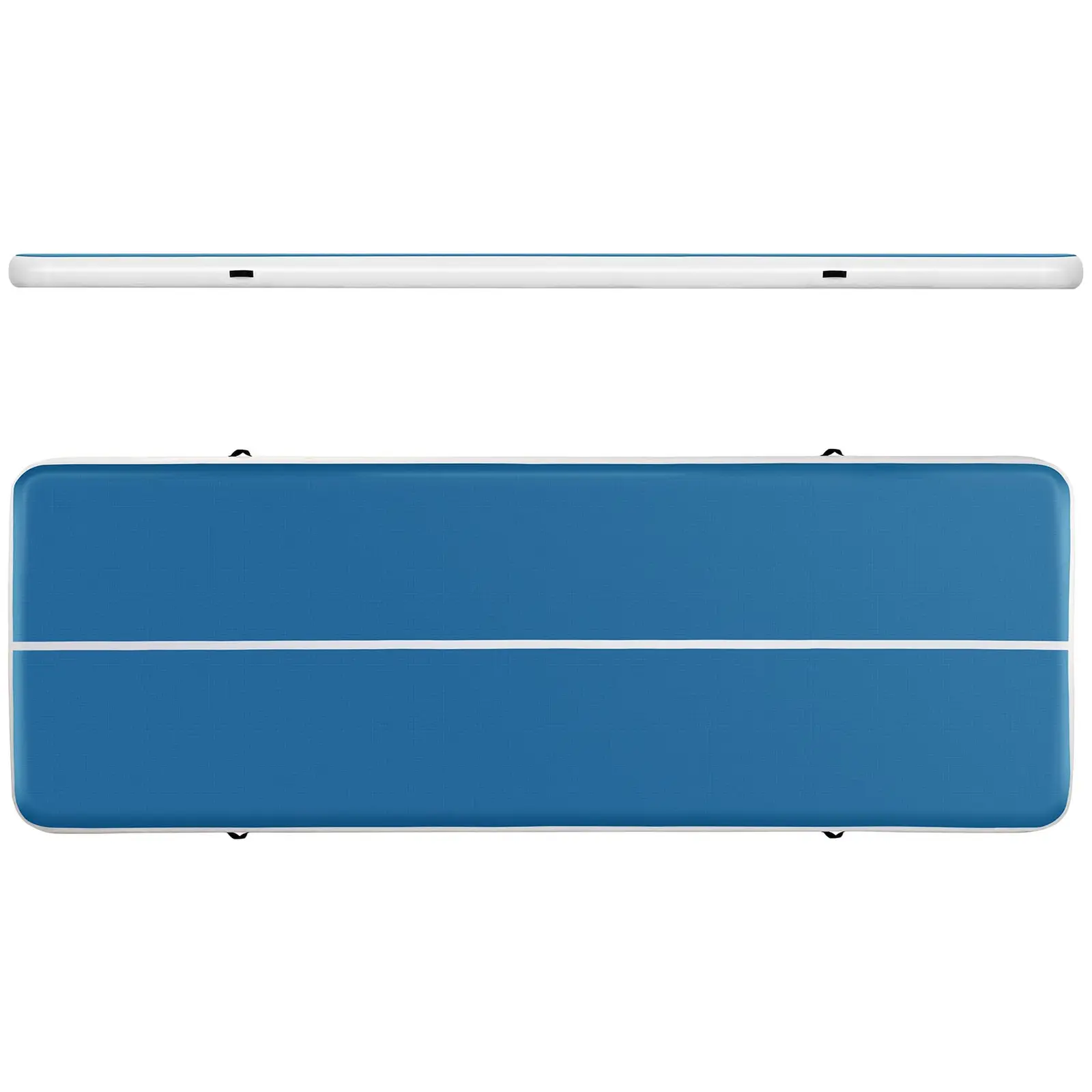 Uppblåsbar gymnastikmatta - 600 x 200 x 20 cm - blå och vit